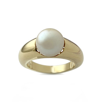Second-hand gold ring 750 yellow cultured pearl