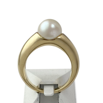 Second-hand gold ring 750 yellow cultured pearl