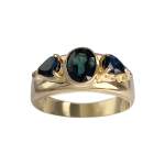 Bague d'occasion or 750 saphirs diamants - vue 1