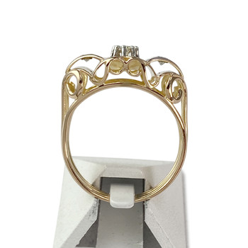 Tweedehands gouden ring 750 2 toon diamanten