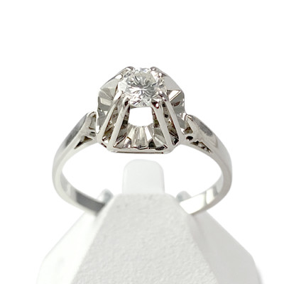 Solitaire d'occasion or 750 blanc diamant - vue 1