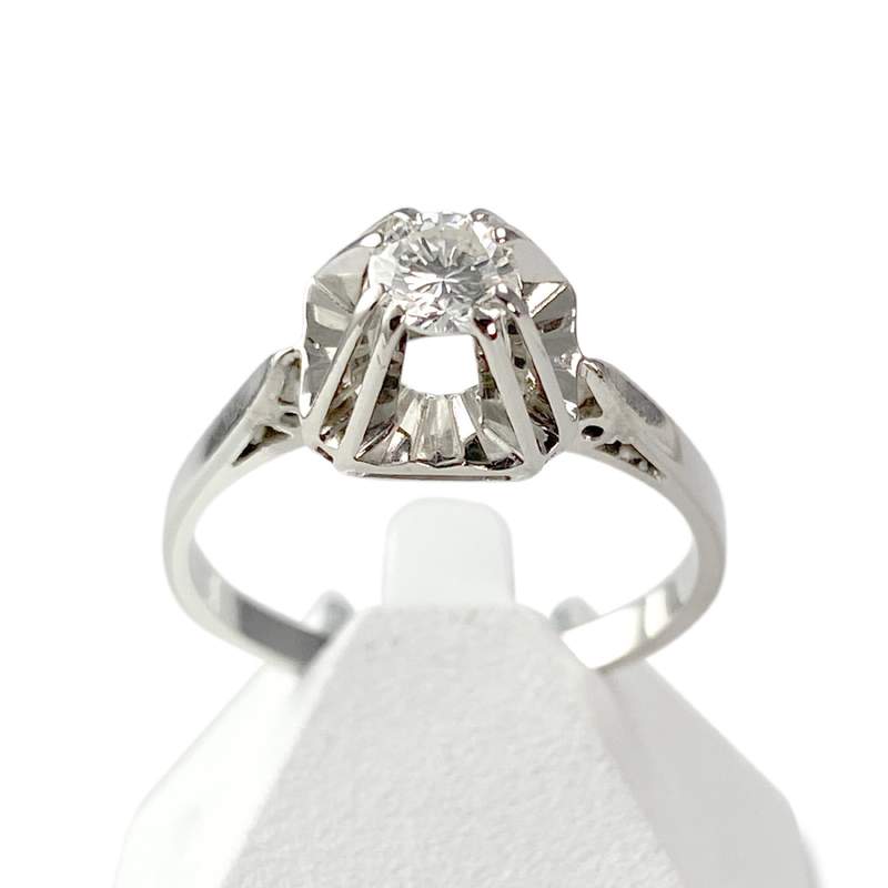 Solitaire d'occasion or 750 blanc diamant - vue 1