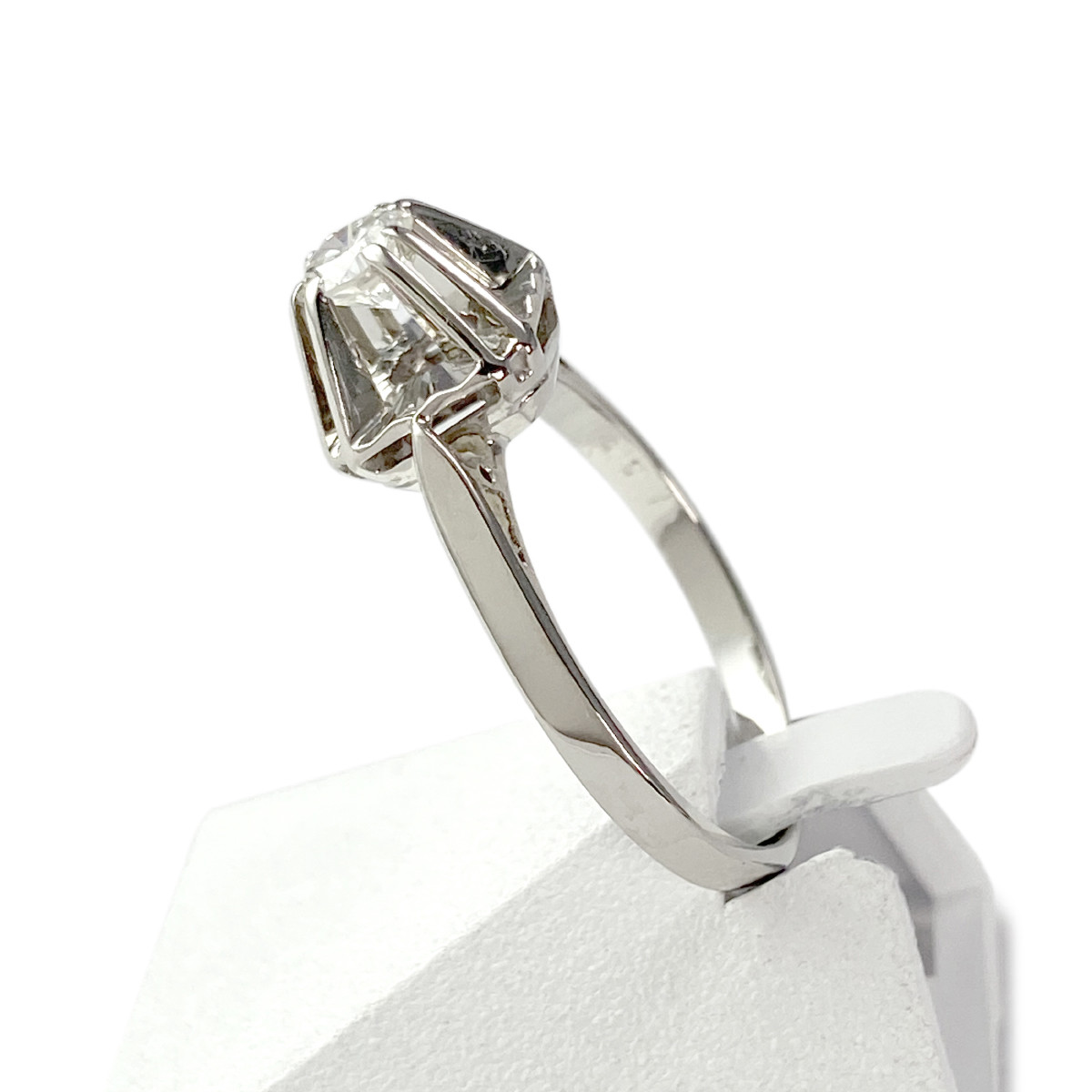 Solitaire d'occasion or 750 blanc diamant - vue 2