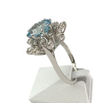 Bague d'occasion or 750 blanc aigue marine diamants - vue 2