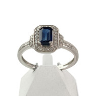 Bague d'occasion or 750 blanc saphir diamants