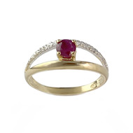 Bague d'occasion or 750 2 tons rubis diamant