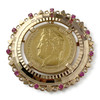 Pendentif broche d'occasion or 750 jaune porte pièce louis philippe i rubis synthétiques - vue V1
