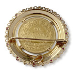 Pendentif broche d'occasion or 750 jaune porte pièce louis philippe i rubis synthétiques - vue 2