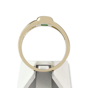 Tweedehands gouden ring 750 geel smaragd diamant