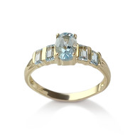 Bague d'occasion or 750 jaune topazes bleue traitée