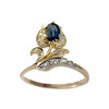Bague d'occasion or 750 2 tons saphir diamants - vue V1