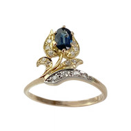 Bague d'occasion or 750 2 tons saphir diamants