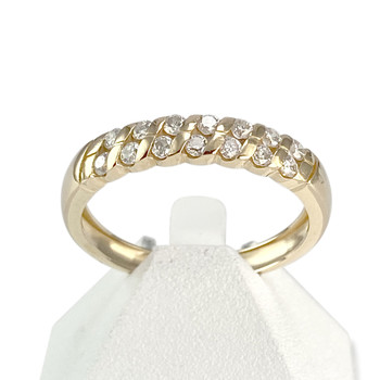 Tweedehands halfronde ring in 750 geelgoud met diamanten