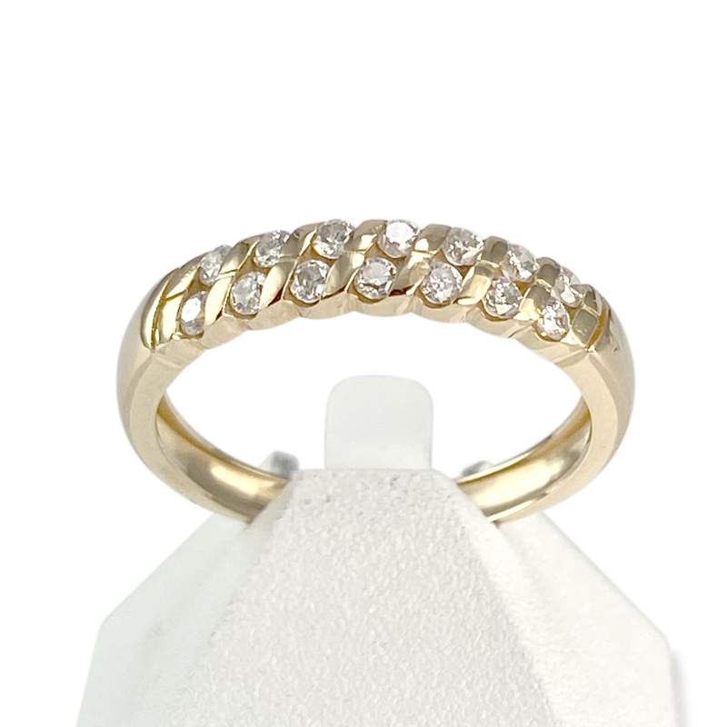 Bague demi tour d'occasion or 750 jaune diamants - vue 1