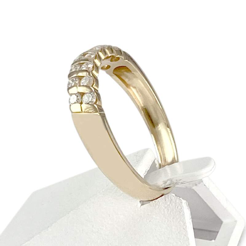 Bague demi tour d'occasion or 750 jaune diamants - vue 2