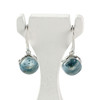 Boucles d'oreilles pendants or 375 blanc topazes bleues traitées diamants - vue V1