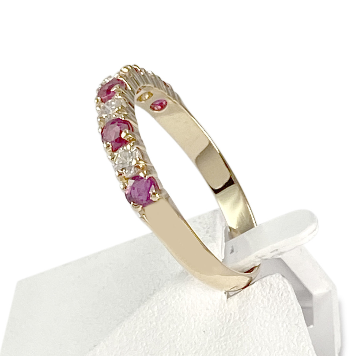 Bague d'occasion or 750 jaune diamants rubis - vue 2