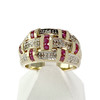 Bague d'occasion or 750 2 tons rubis diamants - vue V1