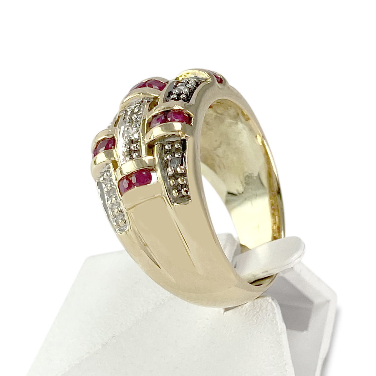 Bague d'occasion or 750 2 tons rubis diamants - vue 2