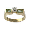 Bague d'occasion or 750 jaune diamant émeraudes - vue V1