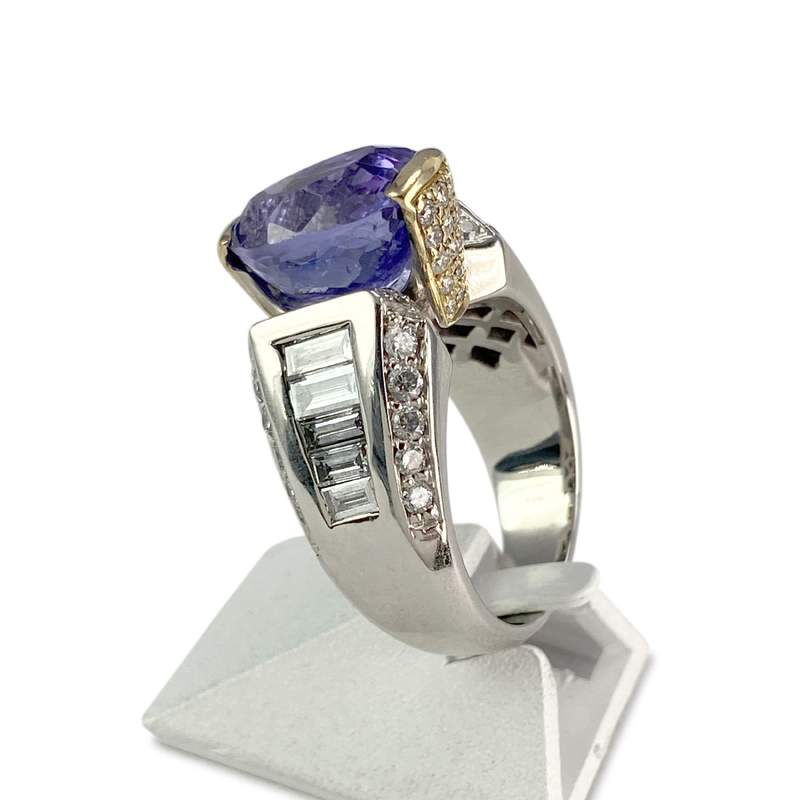 Bague dhamani d'occasion 2 ors 750 tanzanite diamants - vue 2