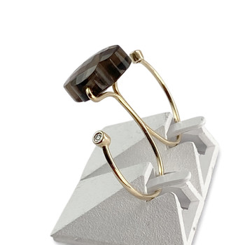 Double ring morganne bello gold 750 yellow quartz diamonds