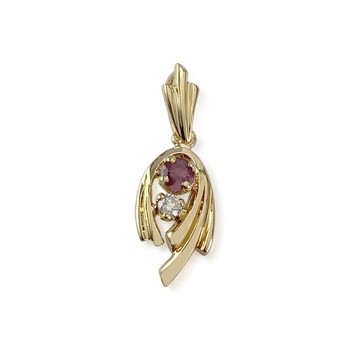 Tweedehands gouden hanger 750 gele robijn zirkonia