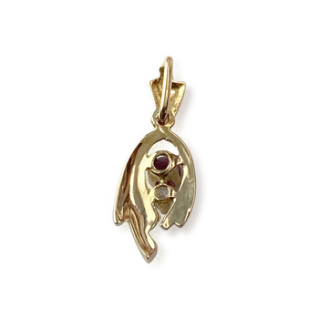 Tweedehands gouden hanger 750 gele robijn zirkonia