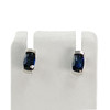 Boucles d'oreilles clous d'occasion or 750 blanc saphirs - vue V1
