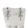 Boucles d'oreilles clous d'occasion or 750 blanc saphirs - vue V3