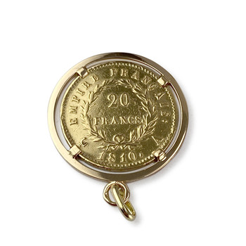 Tweedehands gouden hanger 750 geel 'napoléon 20 frank 1810' munthouder