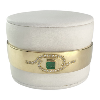 Bracelet rigide d'occasion or 750 jaune émeraude diamants 65 mm