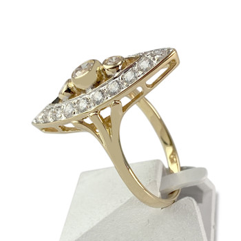 Second-hand marquise ring in 2-tone 750 gold