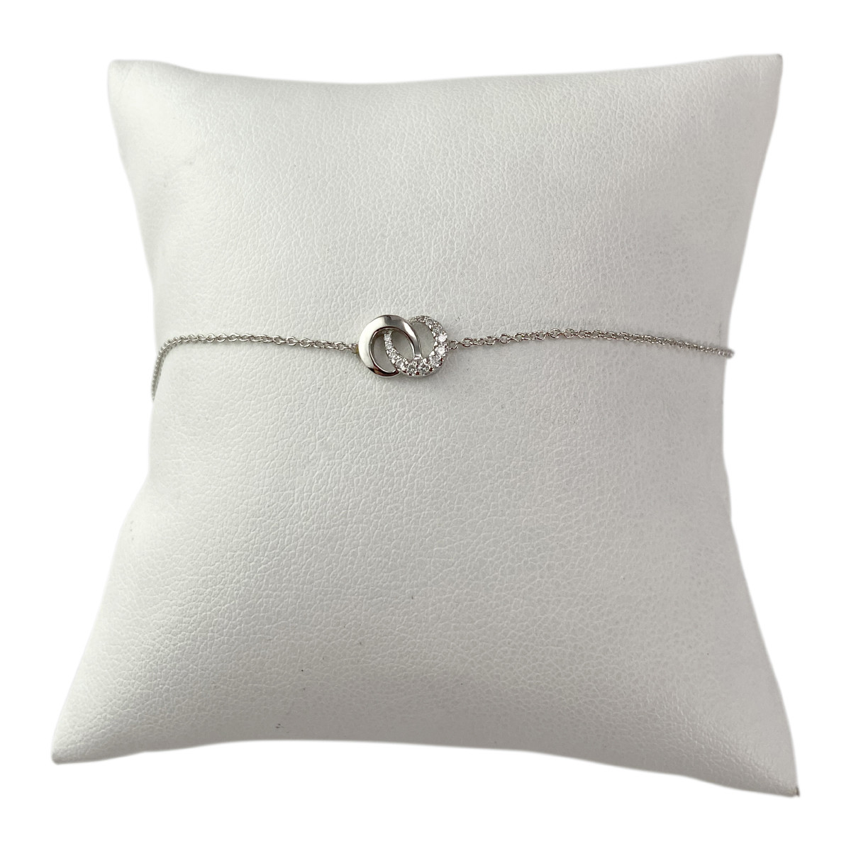 Bracelet d'occasion or 750 blanc maille jaseron diamants 20,5 cm