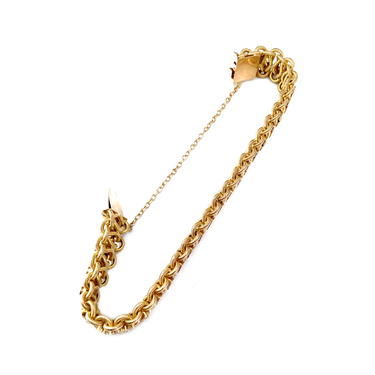 Bracelet d'occasion 2 ors 750 maille fantaisie 19 cm - vue 3