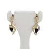 Boucles d'oreilles d'occasion or 750 2 tons saphirs diamants - vue V1