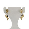 Boucles d'oreilles d'occasion or 750 2 tons saphirs diamants - vue V3