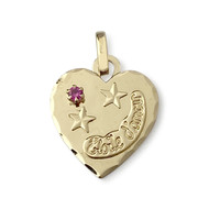 Pendentif coeur d'occasion or 750 rubis synthétique