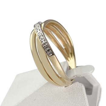 Tweedehands gouden ring 750 2 toon diamanten