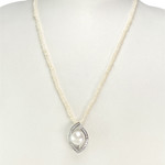 Collier d'occasion or 750 blanc perle de culture perles keshi diamants 45 cm - vue 2