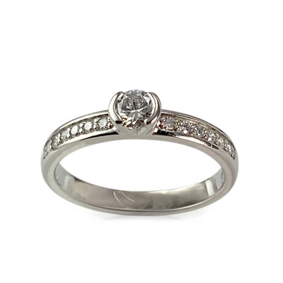 Solitaire d'occasion or 750 blanc diamants - vue 1