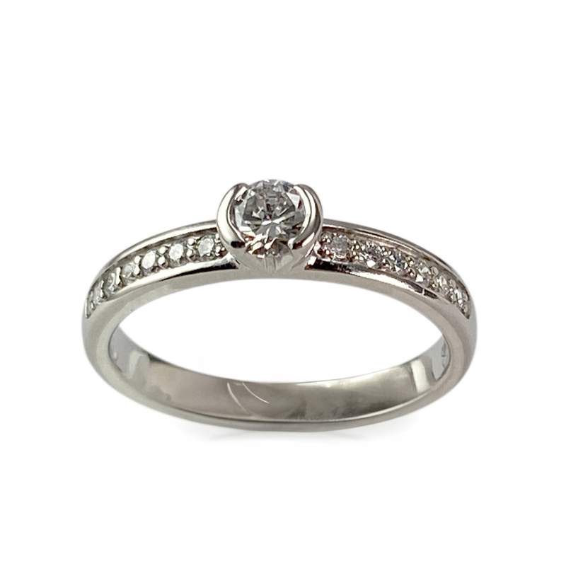 Solitaire d'occasion or 750 blanc diamants - vue 1