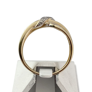 Tweedehands gouden ring 750 2 toon saffieren diamanten