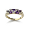 Bague d'occasion or 750 2 tons amethystes diamants - vue V1