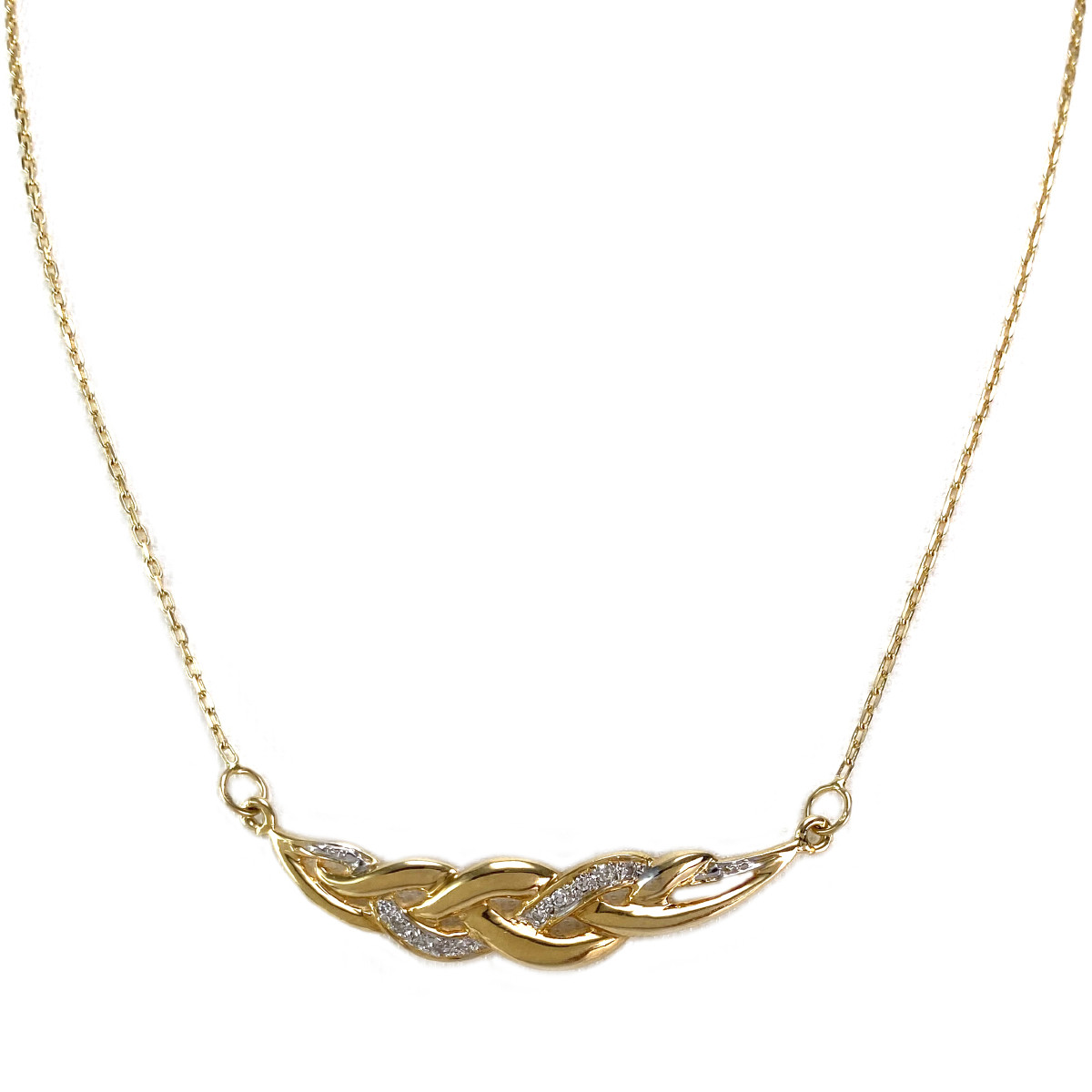 Collier d'occasion or 750 2 tons maille forçat diamants 43,5 cm