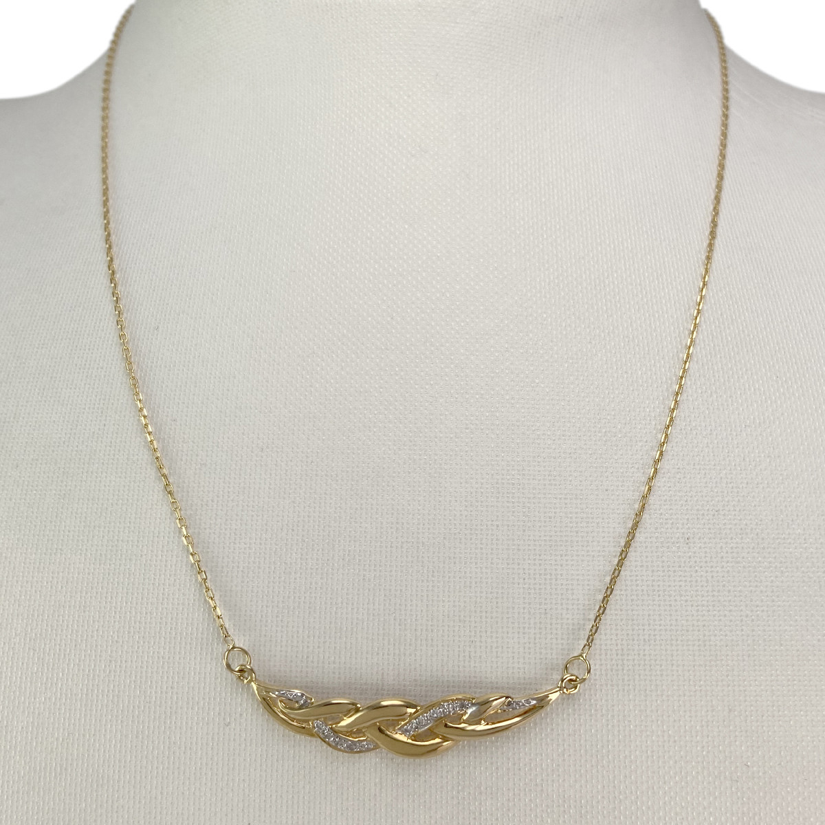 Collier d'occasion or 750 2 tons maille forçat diamants 43,5 cm - vue 2