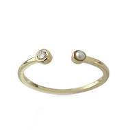 Bague d'occasion or 585 jaune diamant demi perle
