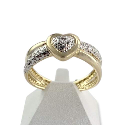 Second hand ring gold 750 2 tone diamonds