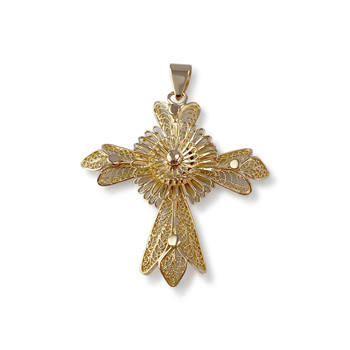 Tweedehands kruis hanger in 750 geel goud
