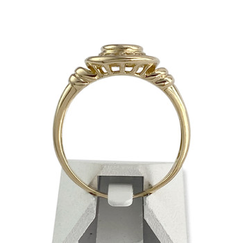 Tweedehands goud 750 gele saffier diamanten ring